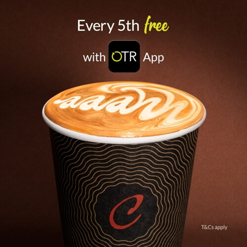 Every 5th C-Coffee is free with the OTR App