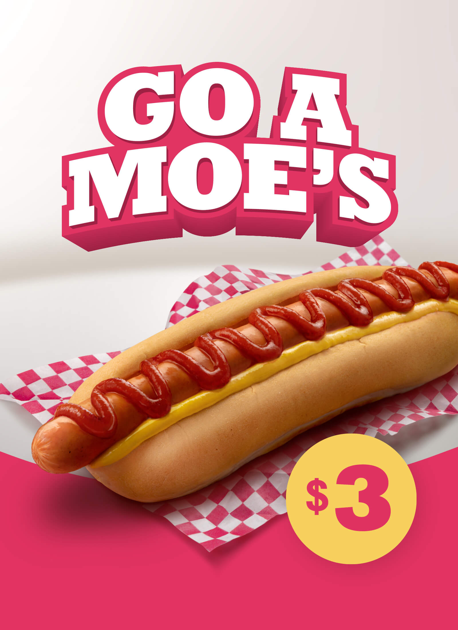 Moe’s New York style hot dog features a mouth-watering frankfurt, with your choice of sauce, mustard, cheese, bacon, caramelised onion and a relish to die for