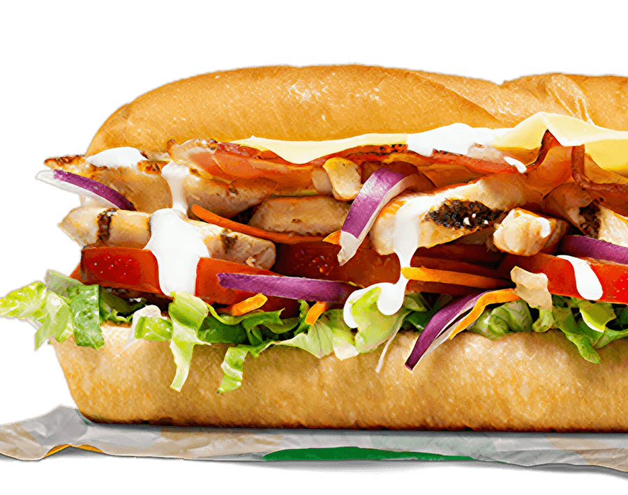 Subway® Chicken & Bacon Ranch Sub with chicken, bacon & ranch dressing.
