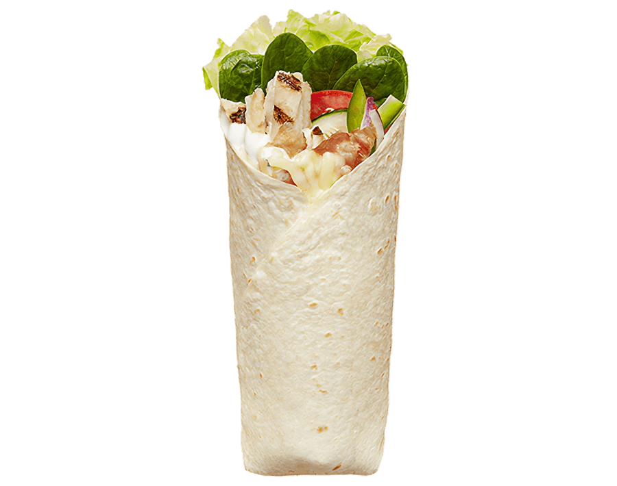 Subway® Chicken & Bacon Ranch Wrap with chicken, bacon & ranch dressing.