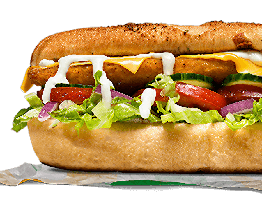 Subway® Chicken Classic Sub with chicken patty & salad.
