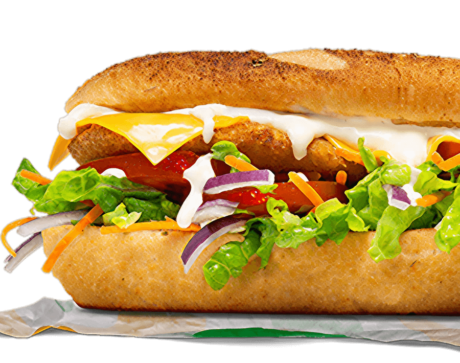 Subway® Chicken Schnitzel Sub with schnitzel & salad.