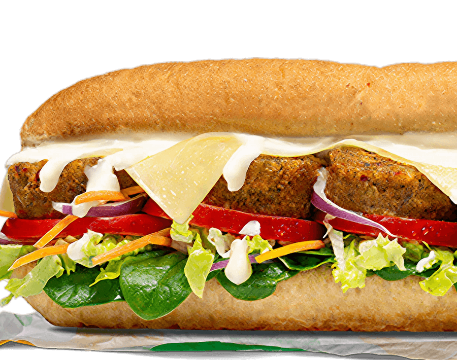 Subway® Smashed Falafel Sub with falafel & garlic aioli.