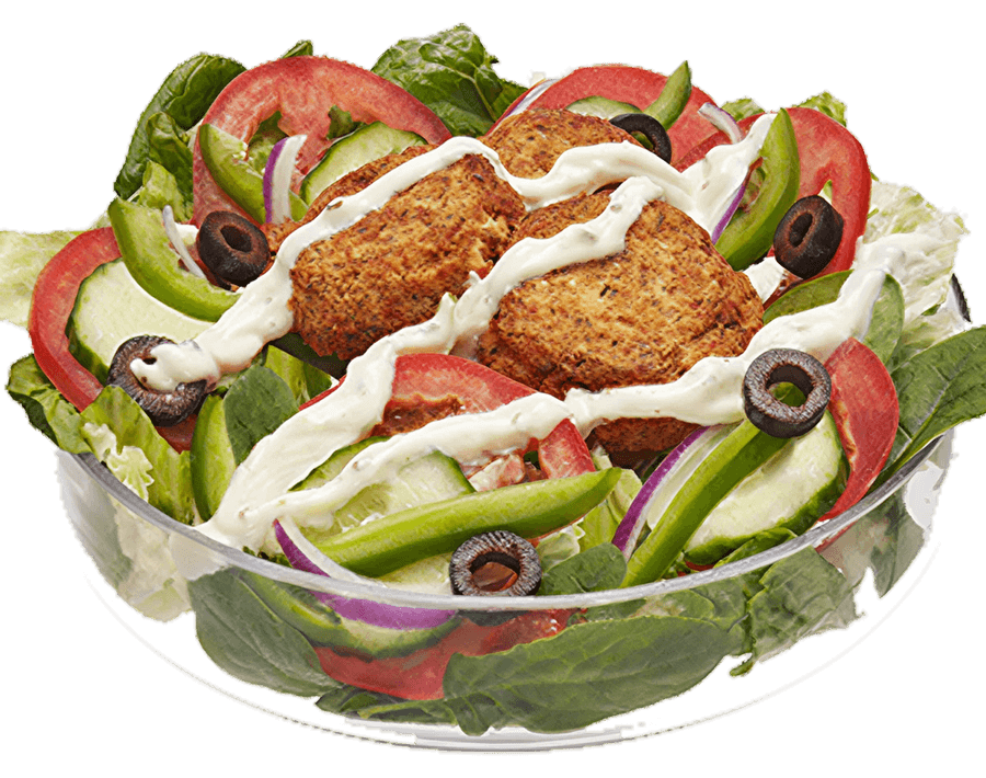 Subway® Smashed Falafel Salad with falafel made from chickpeas, herbs, and spices.