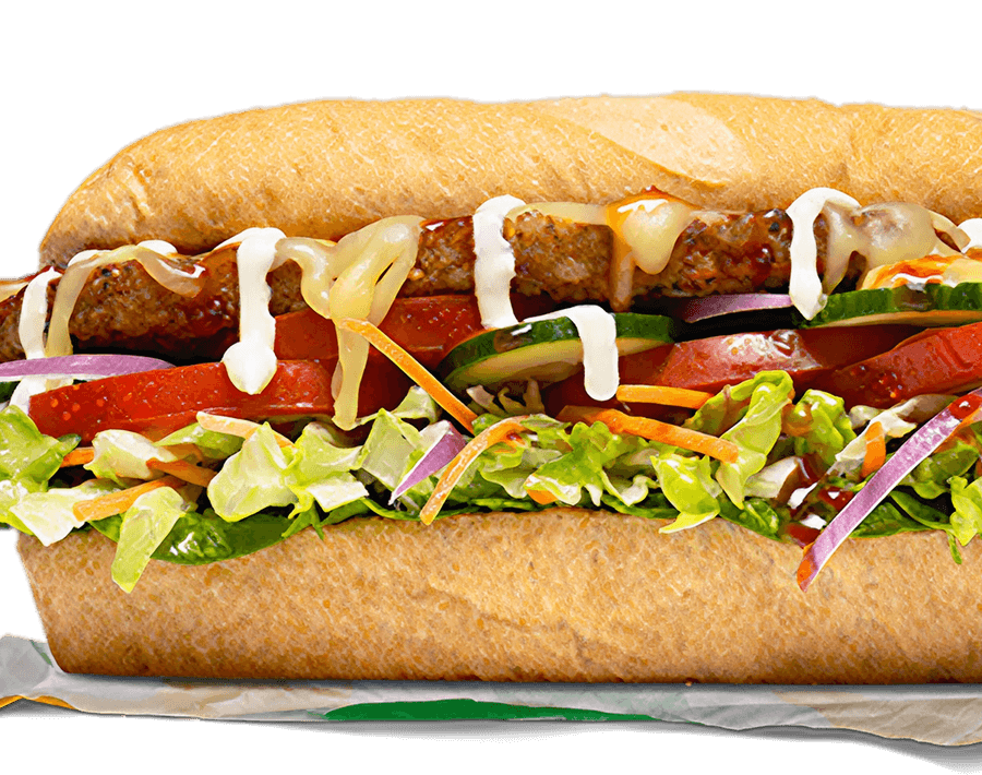 Subway® Veggie Patty Sub with vegetable patty & salad.