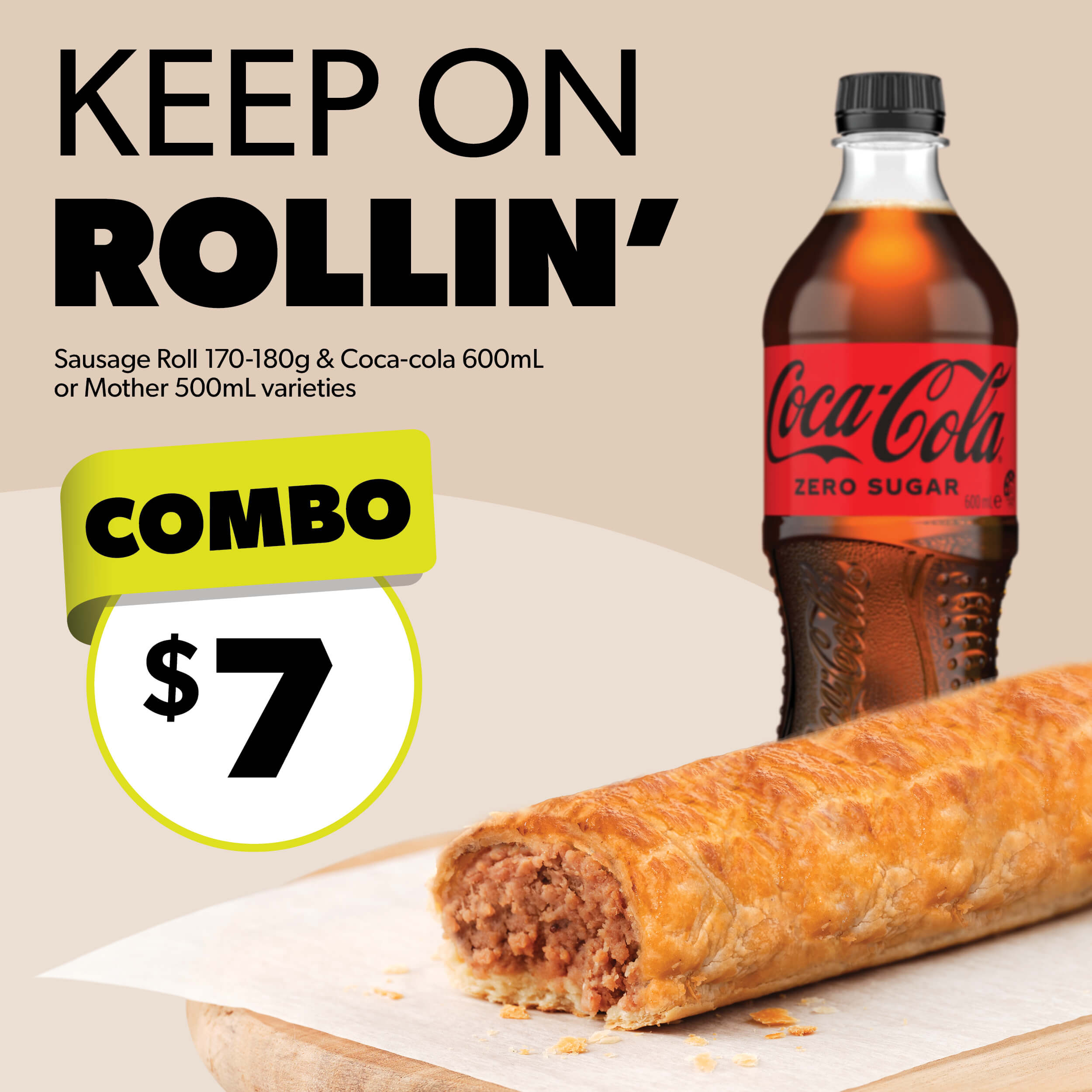 EAT Sausage Roll & Coke for $7